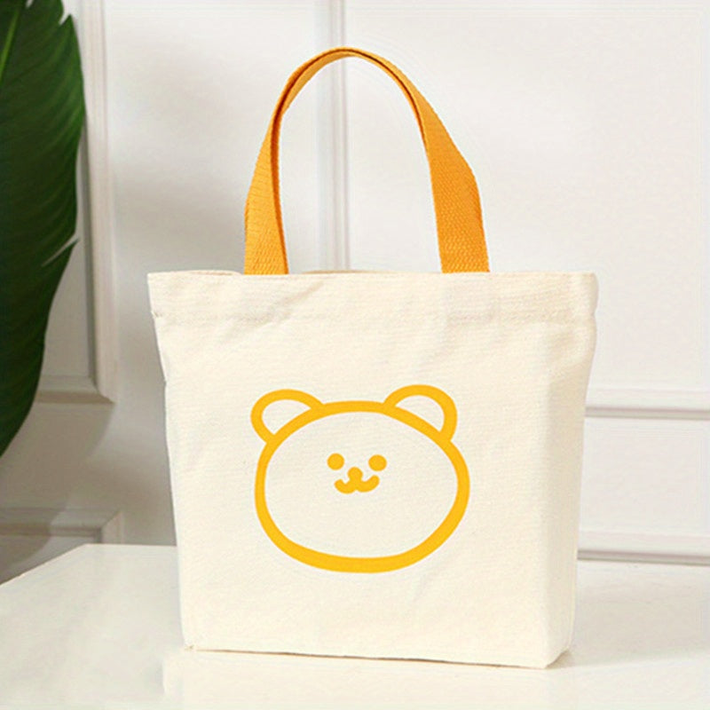 Mini Cartoon Bear Canvas Tote Bag Handbag Bento Tote