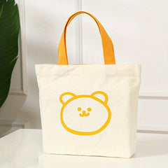 Mini Cartoon Bear Canvas Tote Bag Handbag Bento Tote