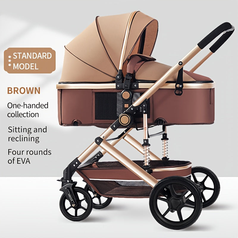 Foldable Baby Stroller Reversible High Landscape 4 Wheel Push