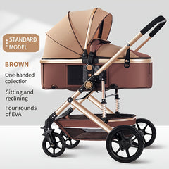 Foldable Baby Stroller Reversible High Landscape 4 Wheel Push