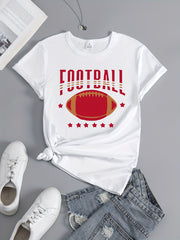 Women's Football Graphic Short Sleeve Sports T shirt