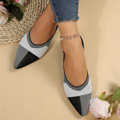 Women's Colorblock Ballet Flats Knitted Slip On Shoes