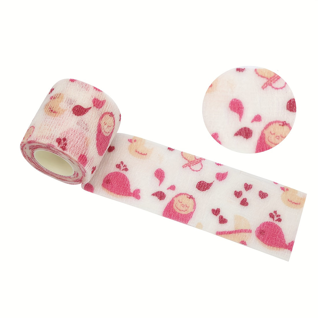 4pcs Cartoon Pattern Pet Self Adhesive Bandage Rolls Vet Tape For Cat And Dog