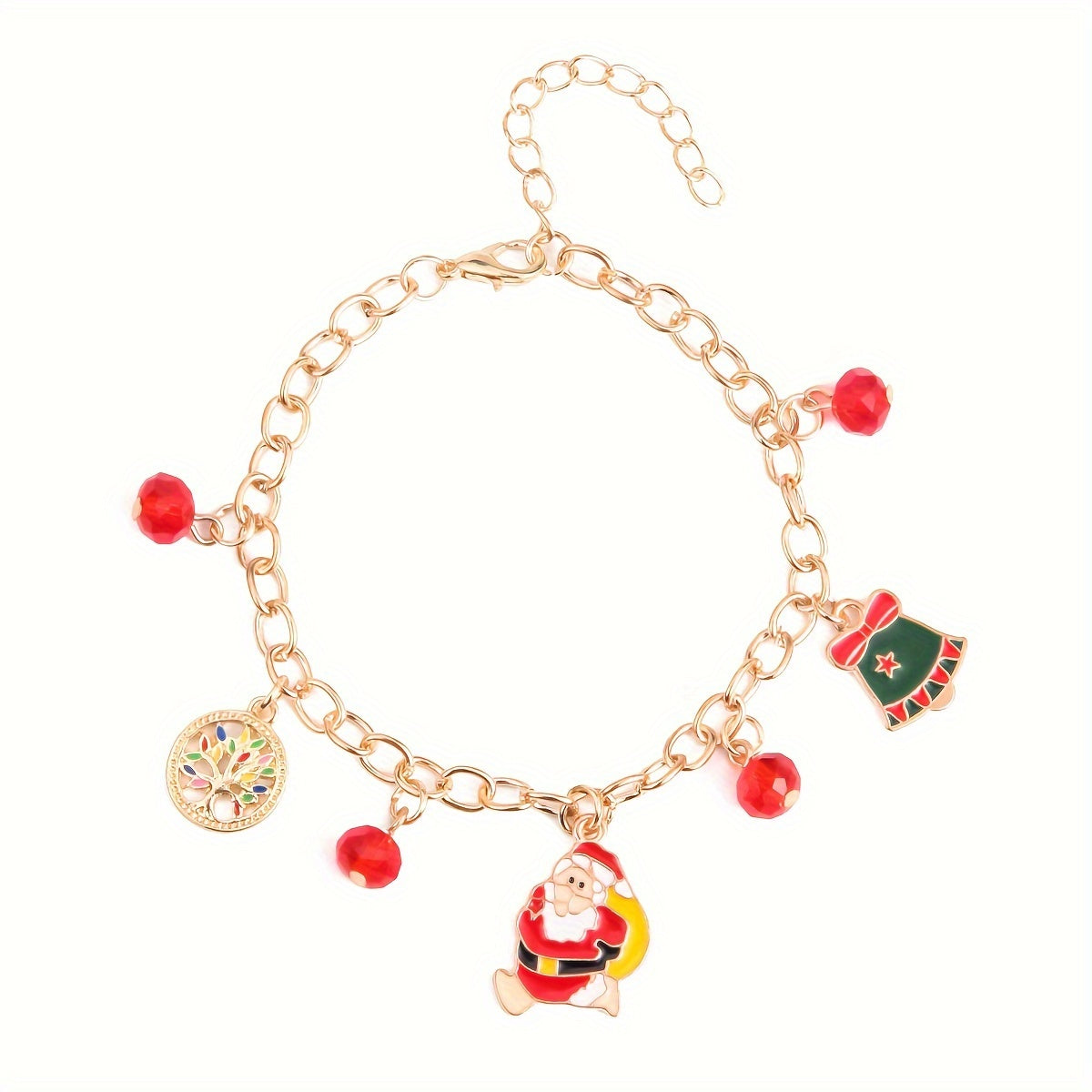 Christmas Bracelet Alloy Drop Santa Claus Reindeer Snowman Bell