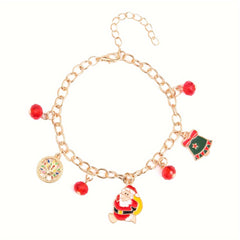 Christmas Bracelet Alloy Drop Santa Claus Reindeer Snowman Bell