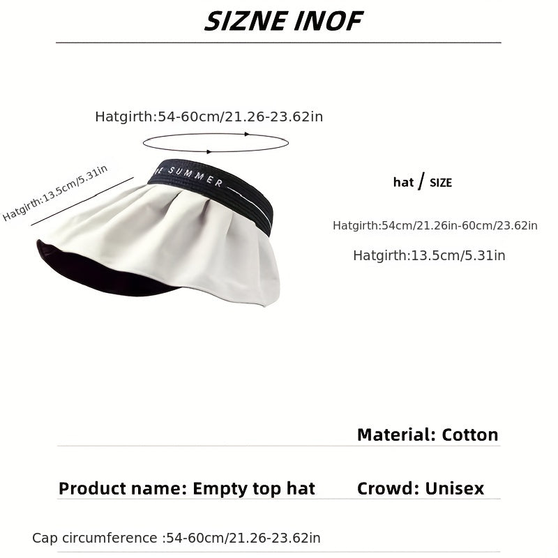 Wide Brim Stitching Visor Hats Foldable Headband Casual Sun Hat UV Protection