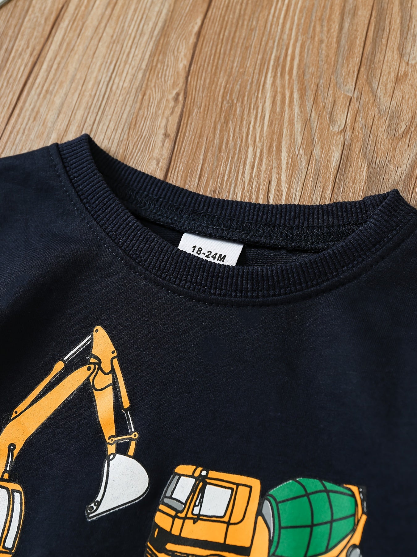 Construction Vehicle Boys Pullover Sweatshirt Long Sleeve Crew Neck