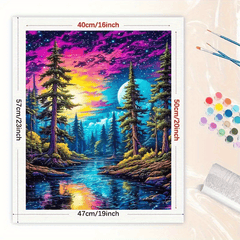 Fantasy Forest Paint by Numbers Kit for Adults DIY Vibrant Sky and Dreamlike Riv