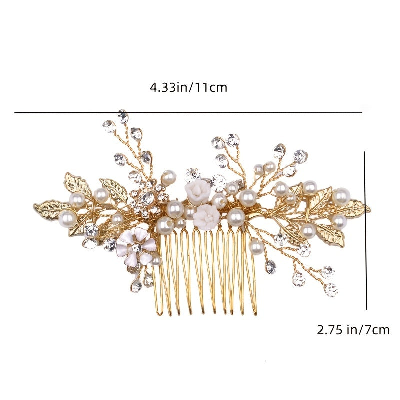 Golden Leaf Hair Comb Wedding Hair Jewelry Bridal Accessories