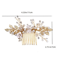 Golden Leaf Hair Comb Wedding Hair Jewelry Bridal Accessories