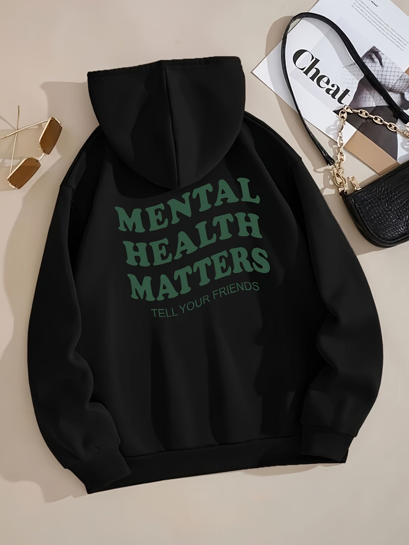 Mental Health Matters Print Hoodie Casual Sweatshirt for Winter & Fall
