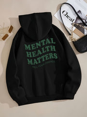 Mental Health Matters Print Hoodie Casual Sweatshirt for Winter & Fall