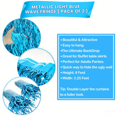 3pcs Wavy Tinsel Fringe Curtain Mermaid Birthday Under The Sea Party Decor