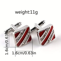 Striped Inlaid Faux Diamond Shirt Cufflinks For Men