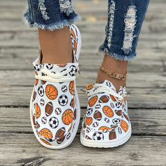 Women's Sporty Skate Shoes - Basketball Football Rugby Patterns