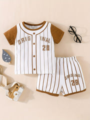 2pcs Toddler Boys Striped T-shirt & Shorts Set for Summer