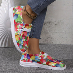 Colorful Balloon Pattern Flat Shoes Women's Shallow Mouth Casual Shoes