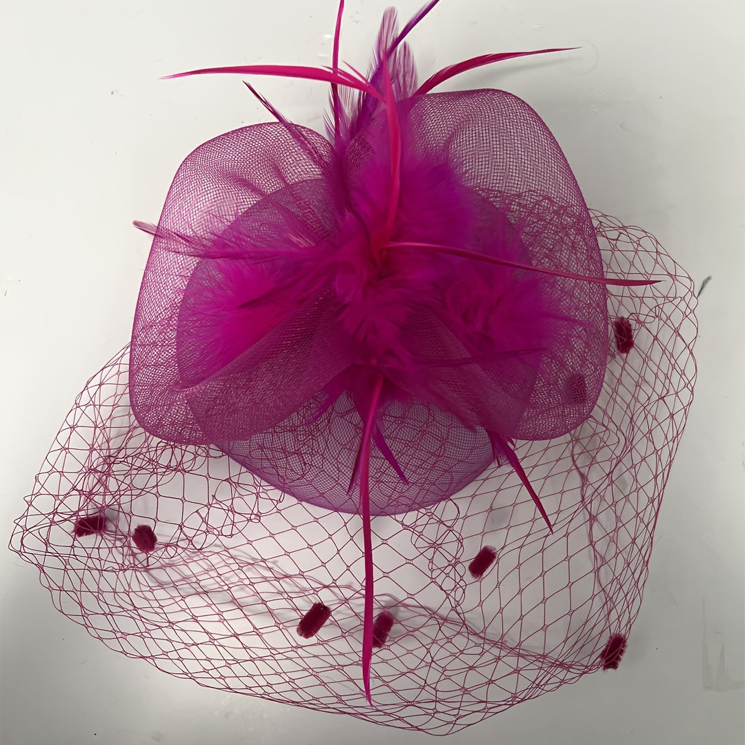 Vintage Feather Fascinator Headpiece for Weddings Tea Parties - Pink