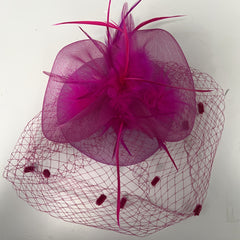 Vintage Feather Fascinator Headpiece for Weddings Tea Parties - Pink