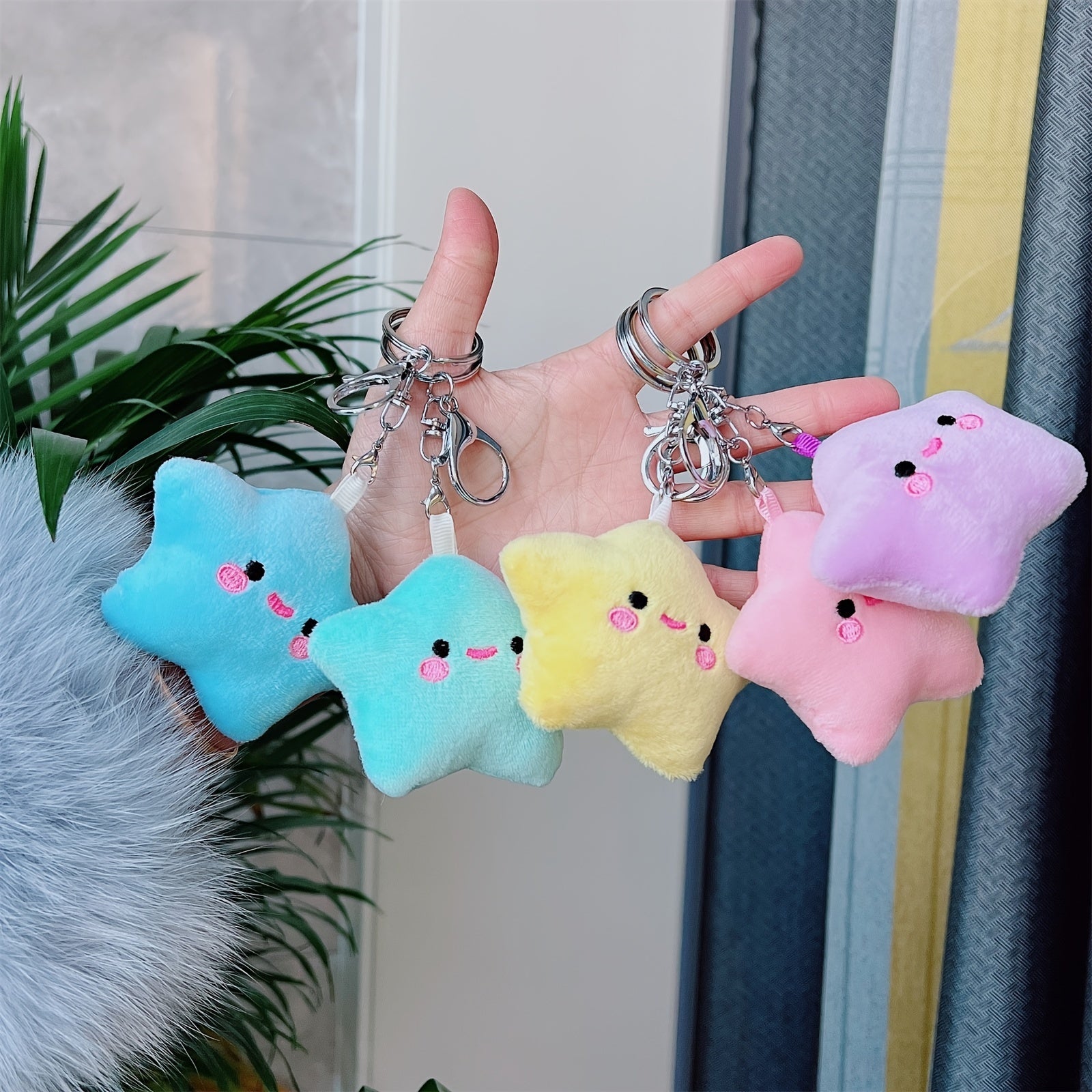 Little Star Plush Key Chain Bag Pendant Car Key Ring - Gift For Friends