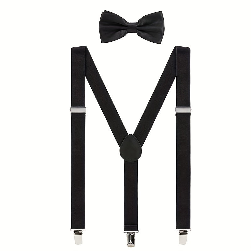 Y Shaped Bow Tie Suspenders with Strong Clips
