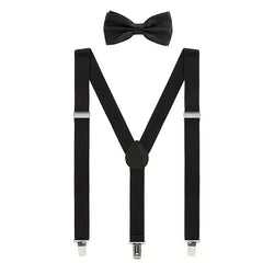 Y Shaped Bow Tie Suspenders with Strong Clips