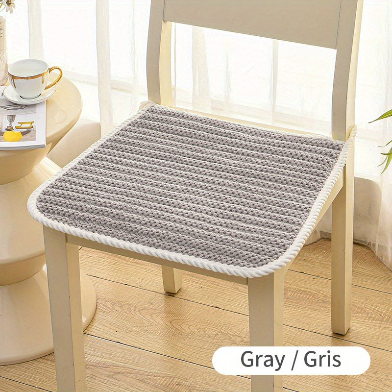 Stripe Pattern Chair Cushion Minimalist Style Four Seasons Corduroy Fabric