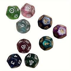 3pcs Multicolor Dice 12 Sided Resin Dice Astrology Tarot Constellation Dice