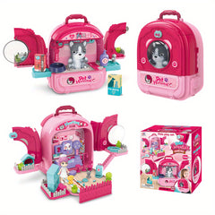 Pet Backpack Playset Boys Girls Bunny Kitten Role Playing Accessories