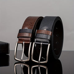 Men's Square Leather Circle Embossed Belt