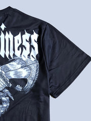 Men's Business Print Sports T-shirt Casual Stretch Round Neck Tee Shirt