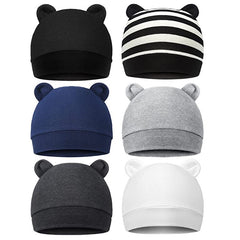 6pcs Newborn Infant Bear Ears Beanie Caps For Toddler Baby Boys And Girls