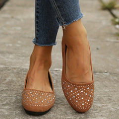 Women's Rhinestone Flat Loafers Slip On Lightweight Shoes