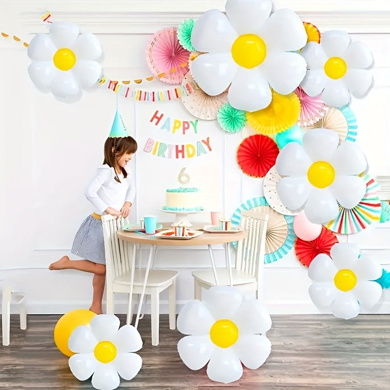 10pcs Daisy Egg Flower Aluminum Film Balloon
