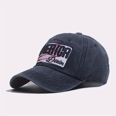 Washed Alphabets Embroidery Baseball Cap Breathable Peaked Cap