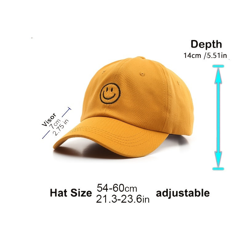 Men's Smile Face Baseball Cap Embroidery Sunscreen Hat Adjustable Light Weight