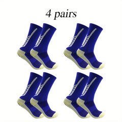 4 Pairs Non Slip Striped Football Socks