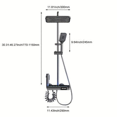 Grey LED Shower System Brass Faucet Set Wall Mount Rain Mixer Combo Set