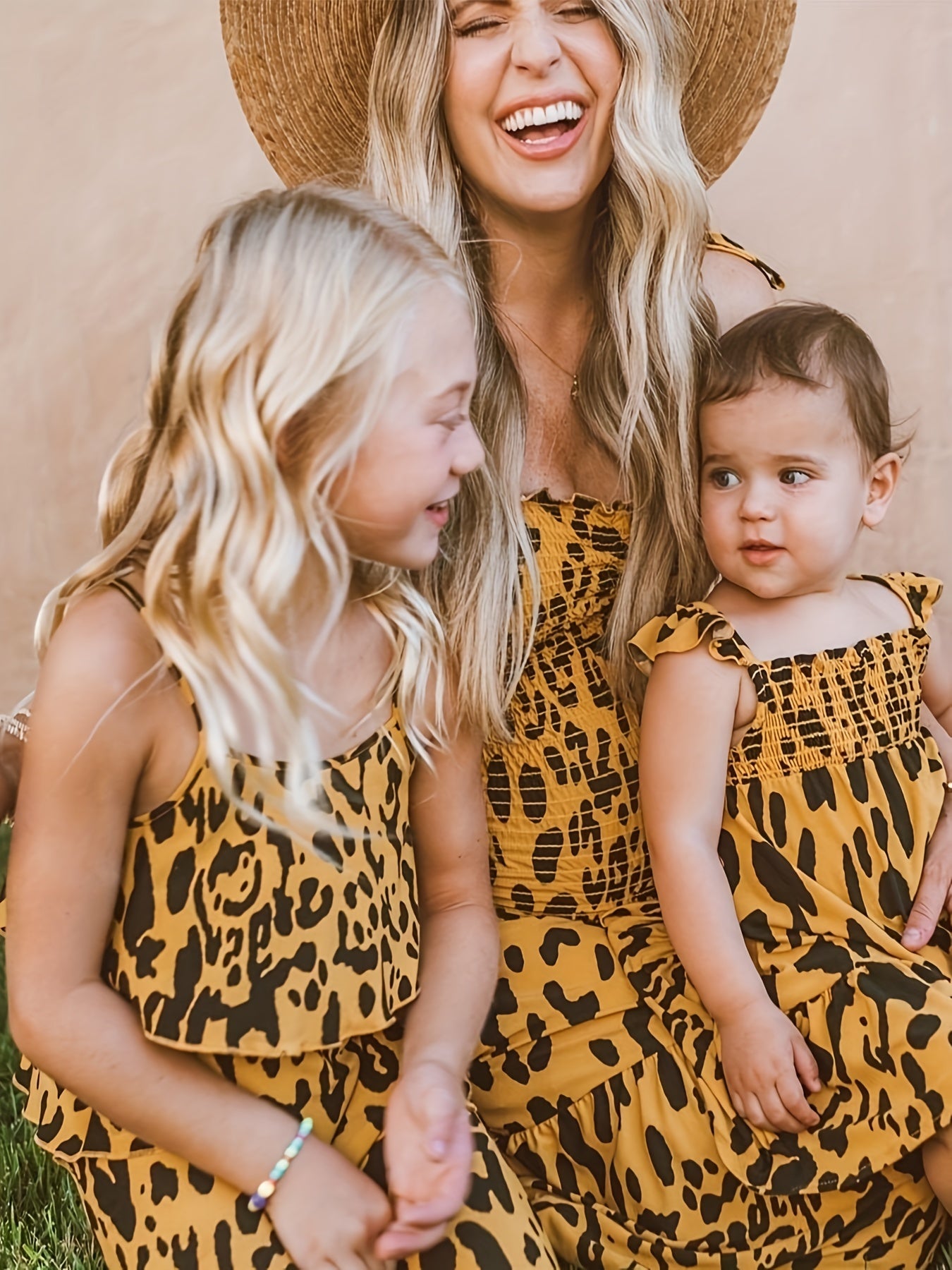 Leopard Print Long Dress for Mom and Me Parent Child Outfit