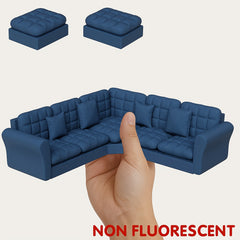 Dollhouse Sofa Set with Ottomans 5 Seat Corner Couch Modern Toy Furniture