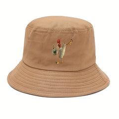 Cartoon Rooster Embroidered Sunscreen Bucket Cap