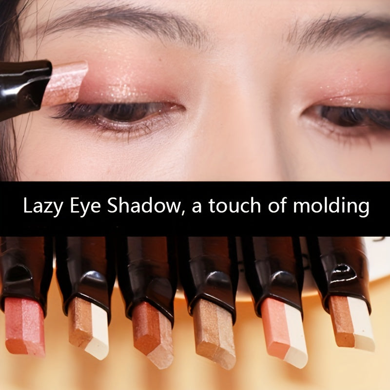 Two Tone Eyeshadow Stick Eye Brightening Pearly & Glitter Brown Golden Tone