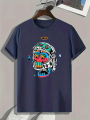 Cartoon Print Men's Graphic T-shirt for Summer
