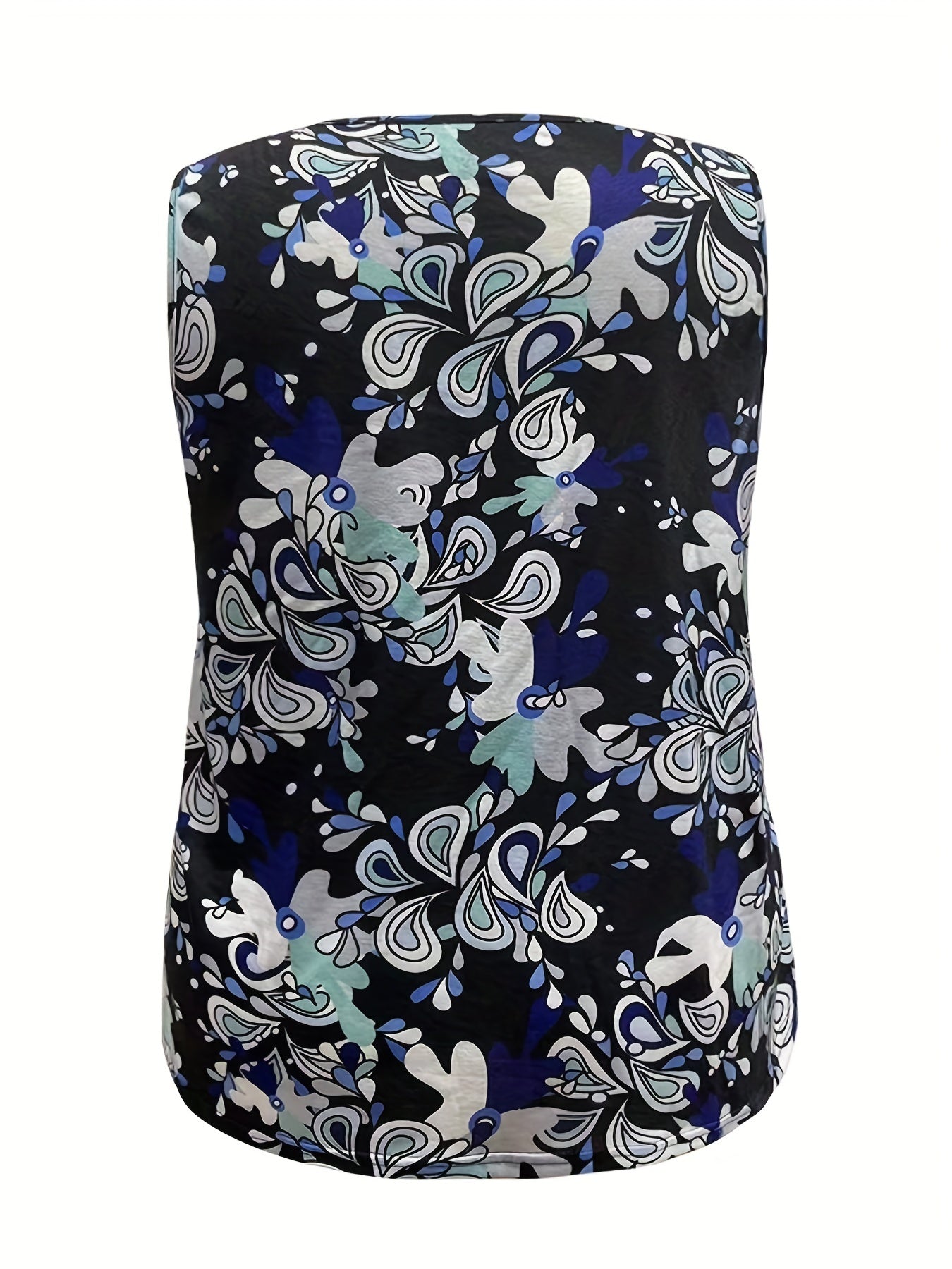Casual Tank Top Allover Print Cut Out Ring Women's Plus