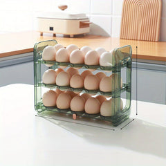 3 Tier Egg Container For Refrigerator Auto Flip Egg Organizer Egg Tray