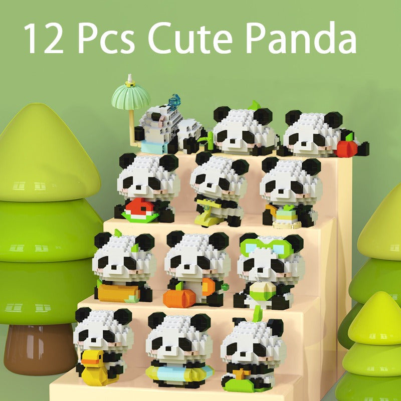 12pcs Panda Blocks Building Set - Ideal Gift for Halloween, Thanksgiving