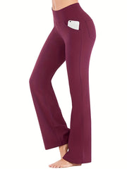 Women's High Waisted Bootcut Leggings with Pockets - Flared Yoga Pants