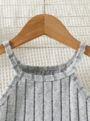Girl's 2pcs Ribbed Halter Camisole & Elastic Waist Shorts Set
