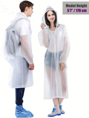 Reusable Portable Rain Poncho With Hood for Outdoor Activities