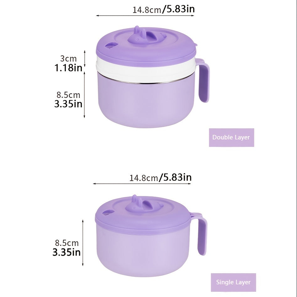 Stainless Steel Noodle Bowl with Lid, Bento Box, Portable Soup Bowl